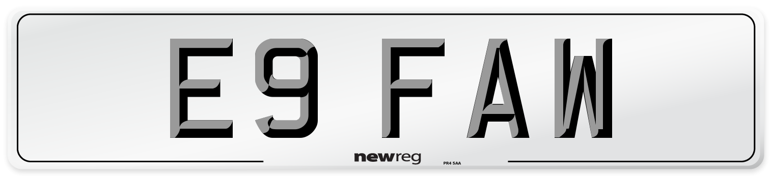 E9 FAW Number Plate from New Reg